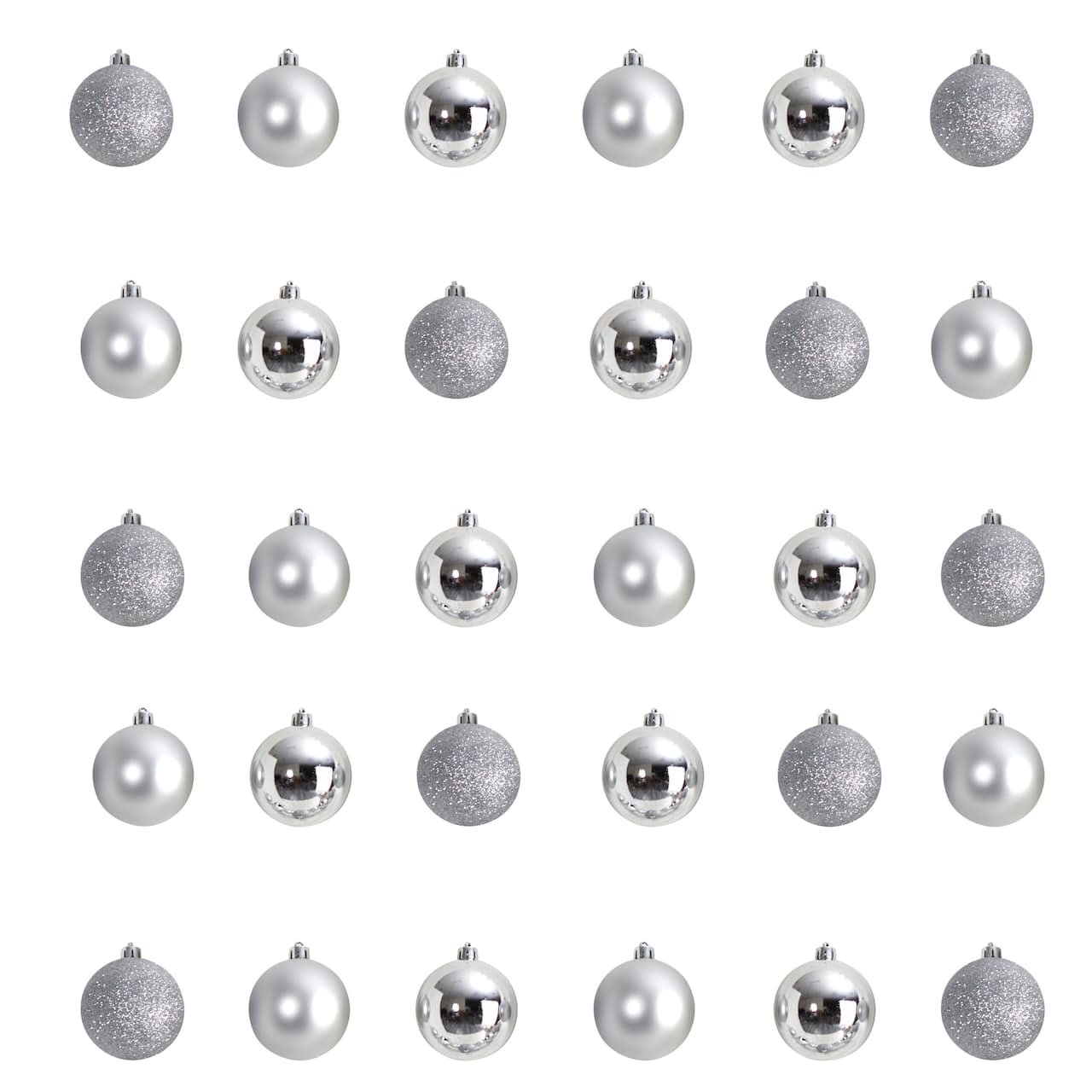30ct. 2.5" Silver Shatterproof Christmas Ornaments